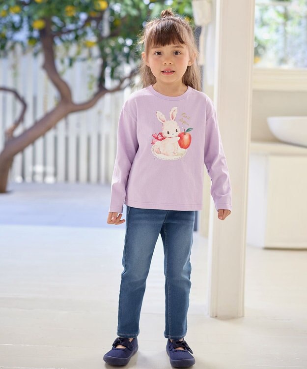 ANY KIDS アニマル×フルーツ 長袖 Tシャツ ラベンダー×ウサギ