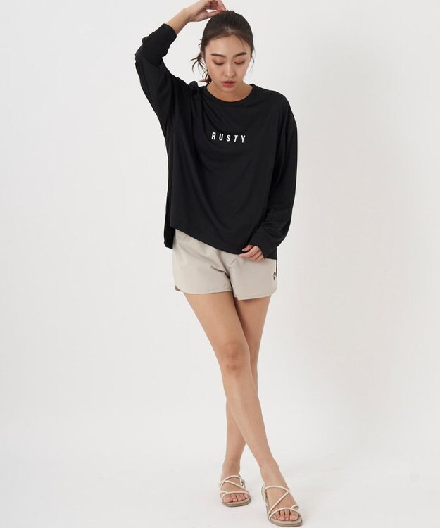 OP／FILA 【RUSTY】ニコちゃんロンT＋ショートパンツ付きビキニ 4点セット水着 ベージュ