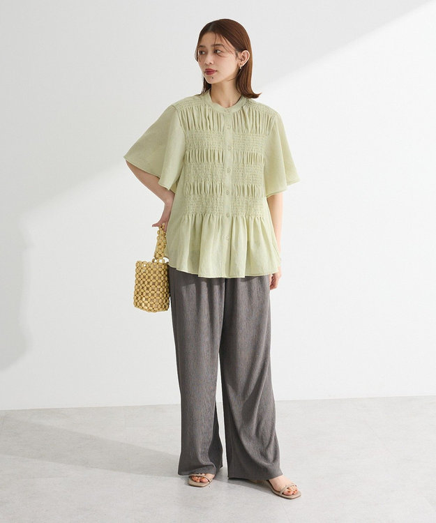 Green Parks ＳＥＴ２点マジョリカシャーリングブラウス＋タンク Light Green