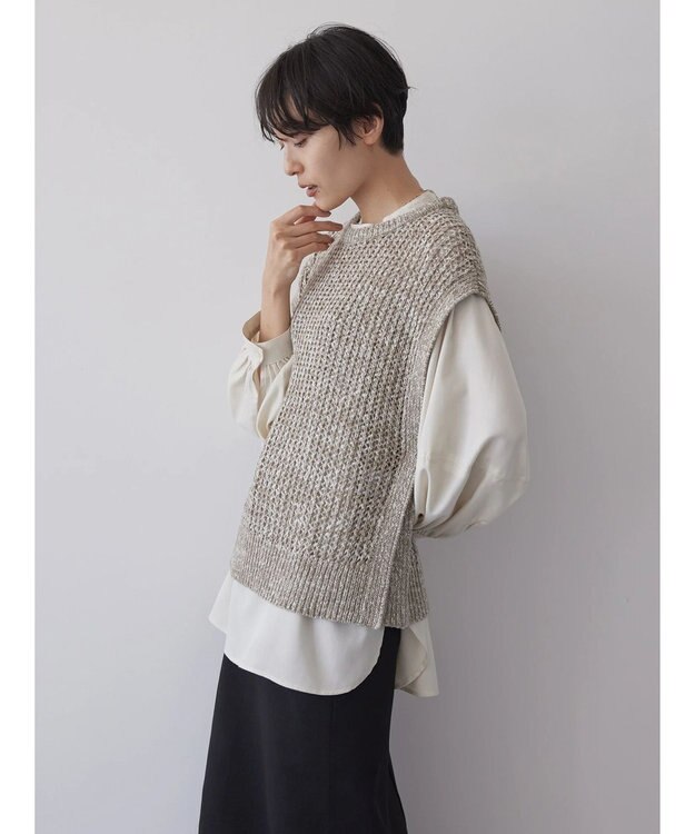 AMERICAN HOLIC ＳＥＴ　ボリュームスリーブシャツ＋ニットベスト Ivory