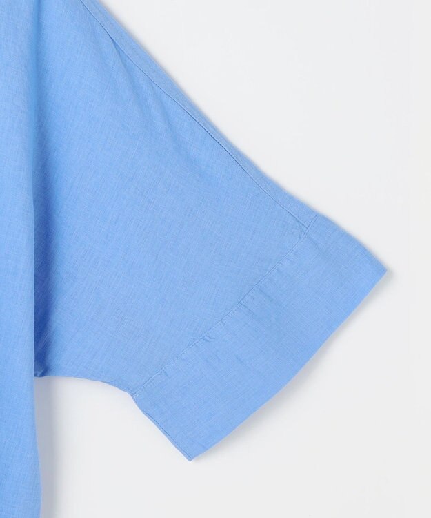 ANY ヨーロピアンリネンハーフスリーブシャツ ブルー