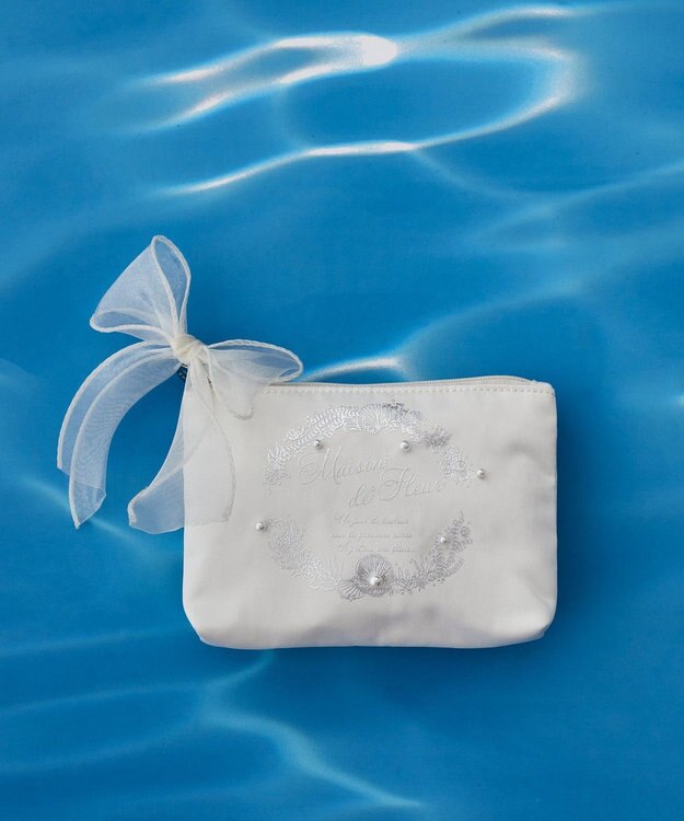 Maison de FLEUR シーシェルプリントポーチ Ivory
