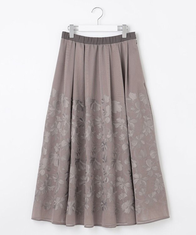 自由区 【Premium Collection】フラワーエンブロイダリーチュール  スカート ダークブラウン系