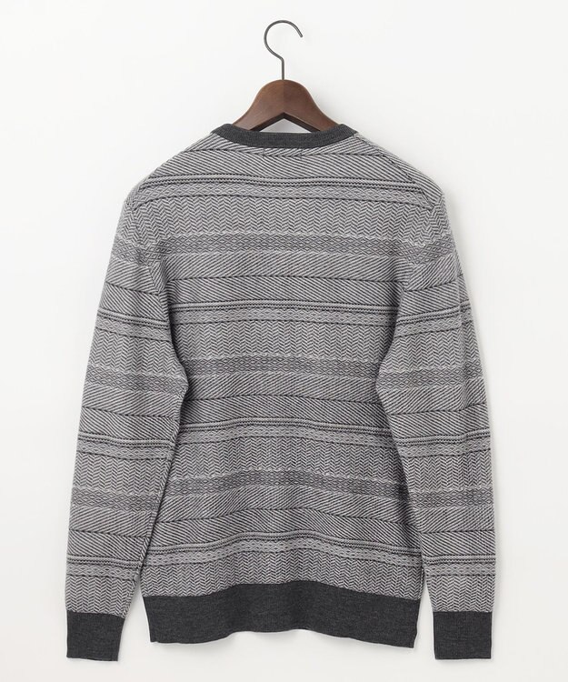 JOSEPH ABBOUD 【ストレッチ/スウェードタッチ/JAPANファブリック】ジャガード柄 プルオーバー ニット ライトグレー系3