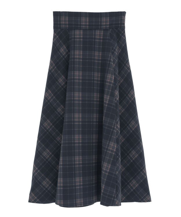 earth music&ecology バックレースアップチェックスカート Navy