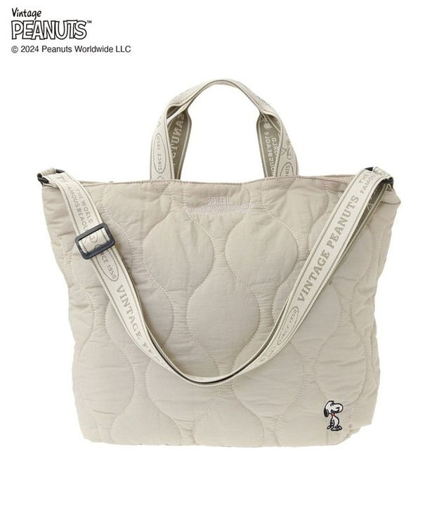 Green Parks ■ＰＥＡＮＵＴＳ　キルティングトートＬ Light Beige