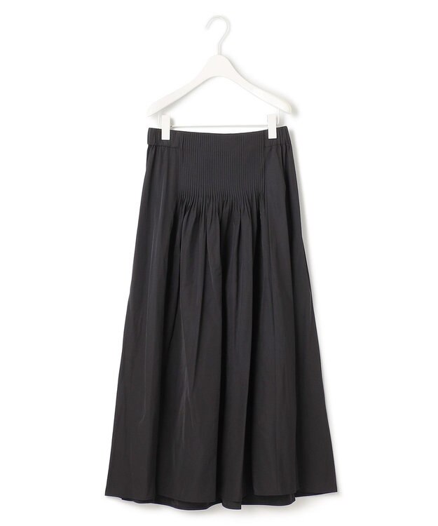 ICB 【洗える】 エステルメモリータフタ ロングスカート ブラック系