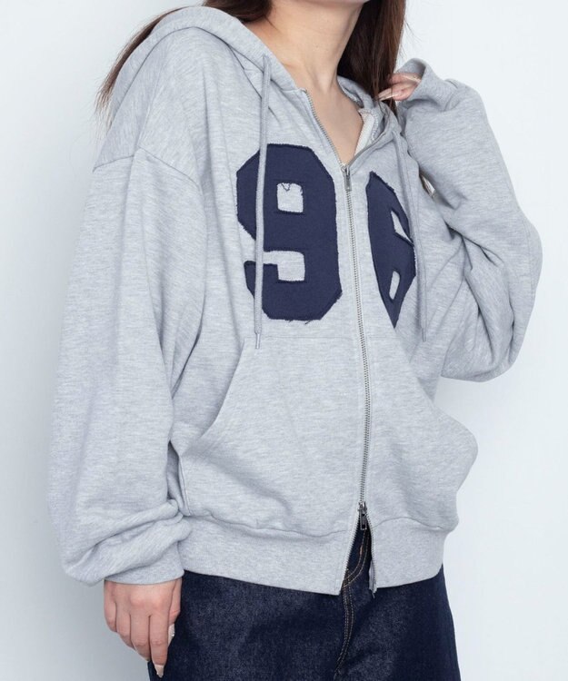 WEGO グラフィックZIPパーカー 杢グレー