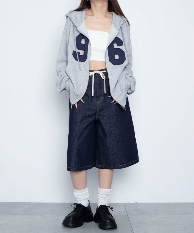 WEGO グラフィックZIPパーカー 杢グレー