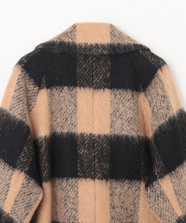 GRACE CONTINENTAL シャギーチェックチェスターコート キャメル