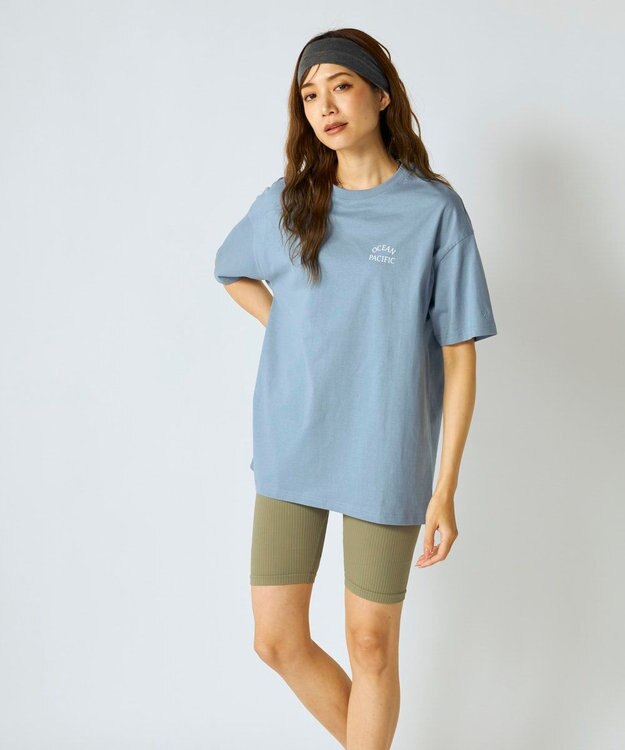 OP／FILA 【Ocean Pacific】タイポグラフィバックプリントTシャツ ブルー