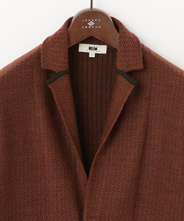 JOSEPH ABBOUD 【驚きの軽量ウール】KARLKARL ヘリンボーン柄 ニットジャケット オレンジ系