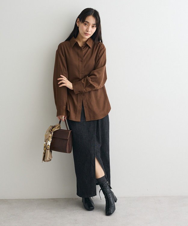 CRAFT STANDARD BOUTIQUE ラップ風デニムスカート Black