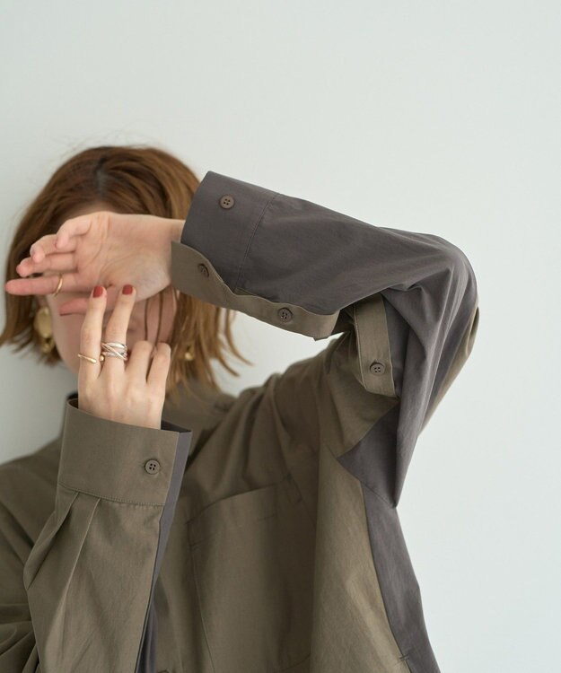 YECCA VECCA 2way袖デザインロングシャツ Khaki