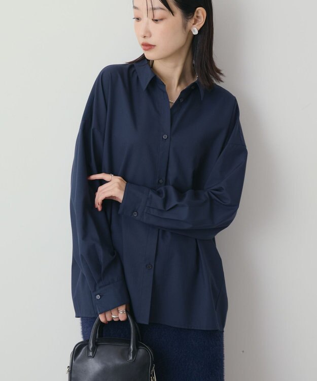 AMERICAN HOLIC イージーケアコクーンバックタックシャツ Navy