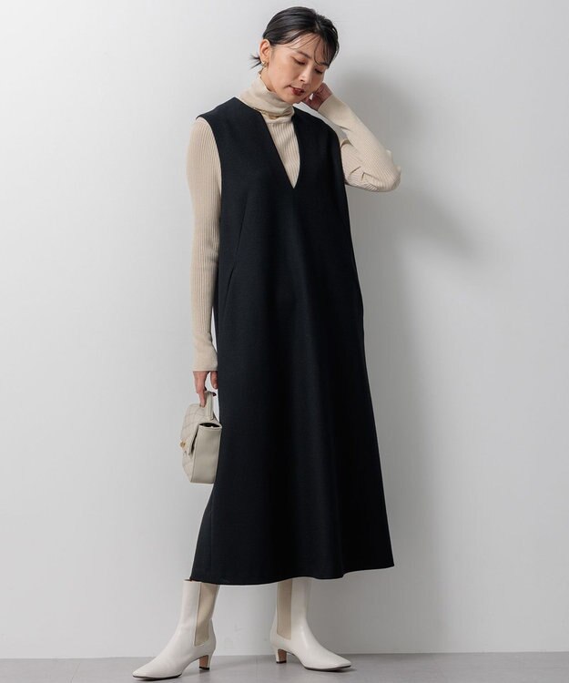 23区 ウールミルドジャージー ジャンパースカート ブラック系