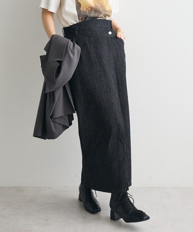 CRAFT STANDARD BOUTIQUE ラップ風デニムスカート Black