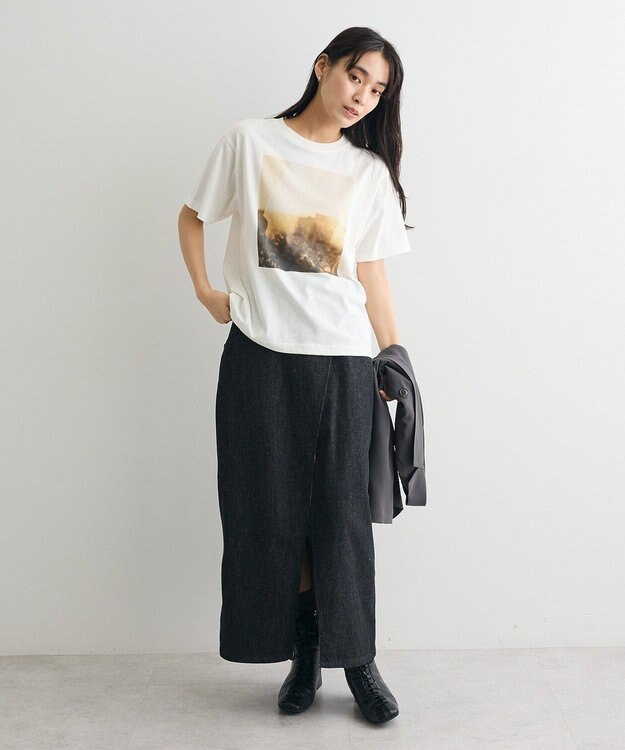 CRAFT STANDARD BOUTIQUE ラップ風デニムスカート Black
