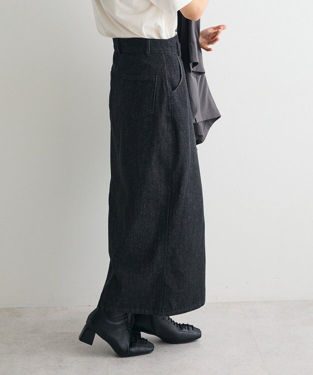 CRAFT STANDARD BOUTIQUE ラップ風デニムスカート Black