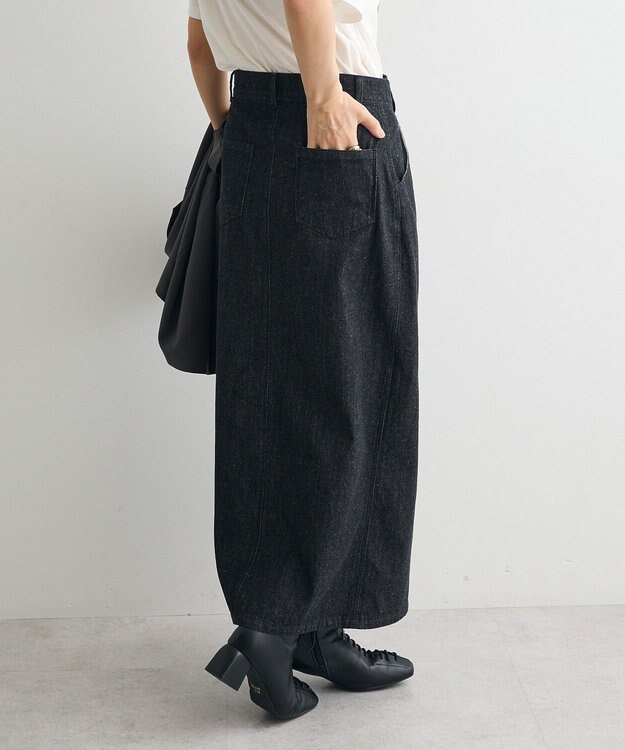 CRAFT STANDARD BOUTIQUE ラップ風デニムスカート Black