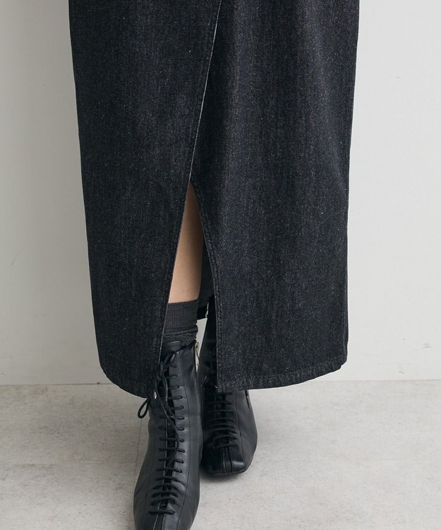 CRAFT STANDARD BOUTIQUE ラップ風デニムスカート Black