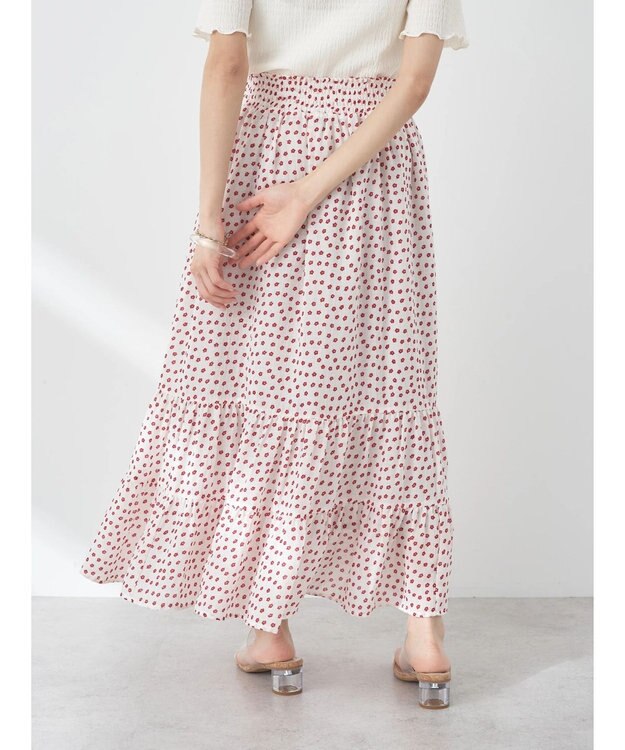 earth music&ecology ちょっとレトロなティアードスカート Flower