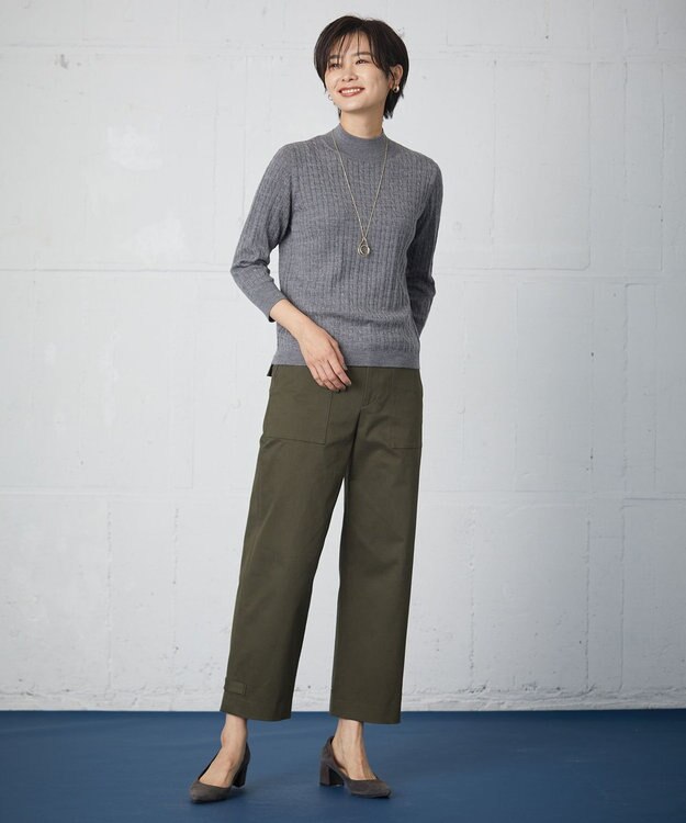 J.PRESS LADIES 【洗える】KNIT BASIC ハイネック ニット ライトグレー系