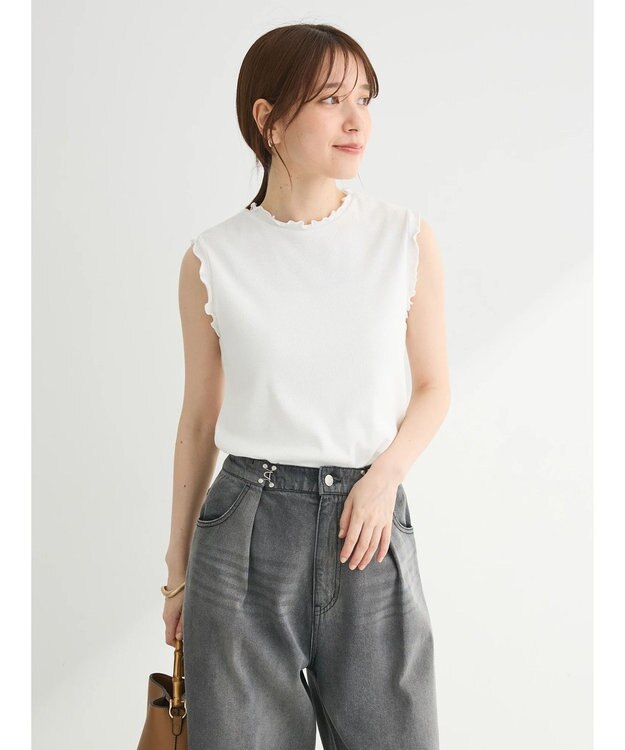 Green Parks ・Ｐｅｔｉｔ　Ｆｌｅｕｒ　メローｓｔリブタンクトップ Off White