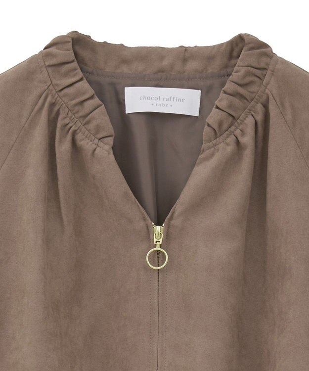 Green Parks スウェードライクギャザーブルゾン Light Brown