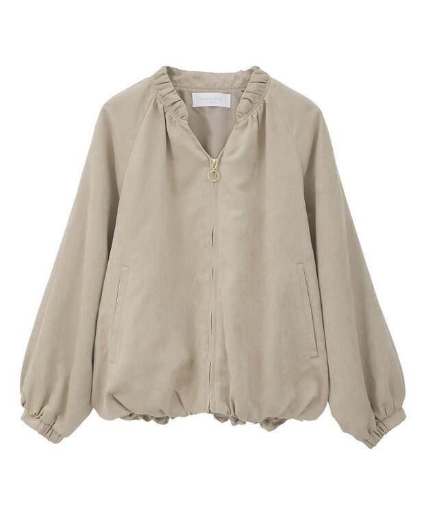 Green Parks スウェードライクギャザーブルゾン Light Beige