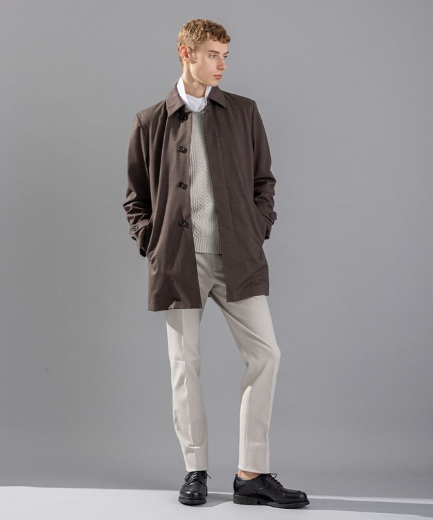 JOSEPH HOMME ムリネジャガードジャージー　ステンカラーコート キャメル系