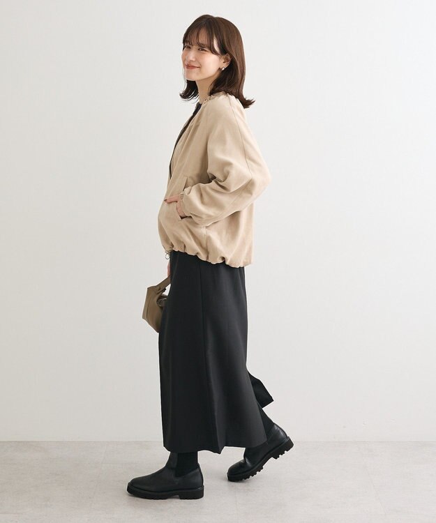 Green Parks スウェードライクギャザーブルゾン Light Beige