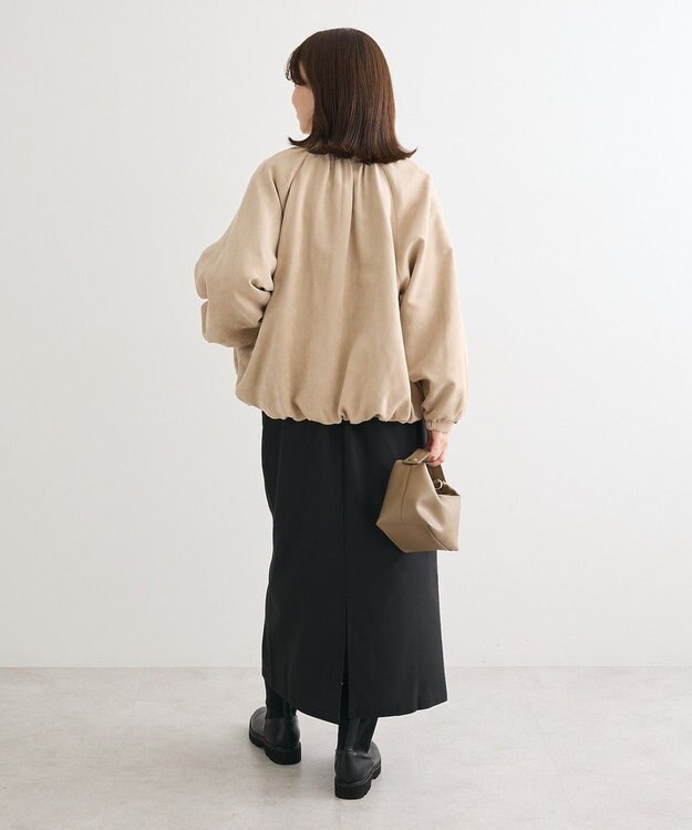 Green Parks スウェードライクギャザーブルゾン Light Beige