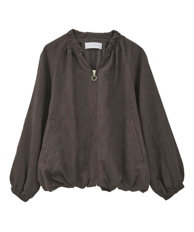 Green Parks スウェードライクギャザーブルゾン Charcoal Gray