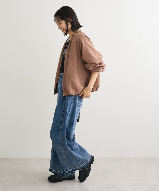 Green Parks スウェードライクギャザーブルゾン Light Brown