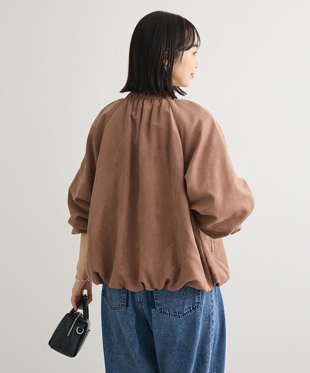 Green Parks スウェードライクギャザーブルゾン Light Brown