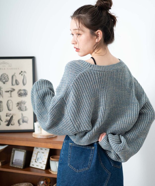 WEGO リボンニットボレロ サックス