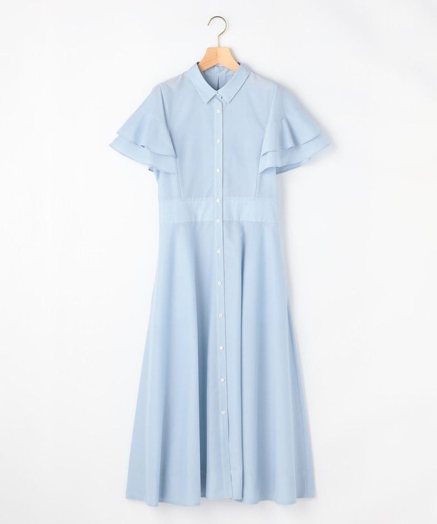 組曲 L 【先行予約】シアーボイル フリル袖ワンピース サックスブルー系