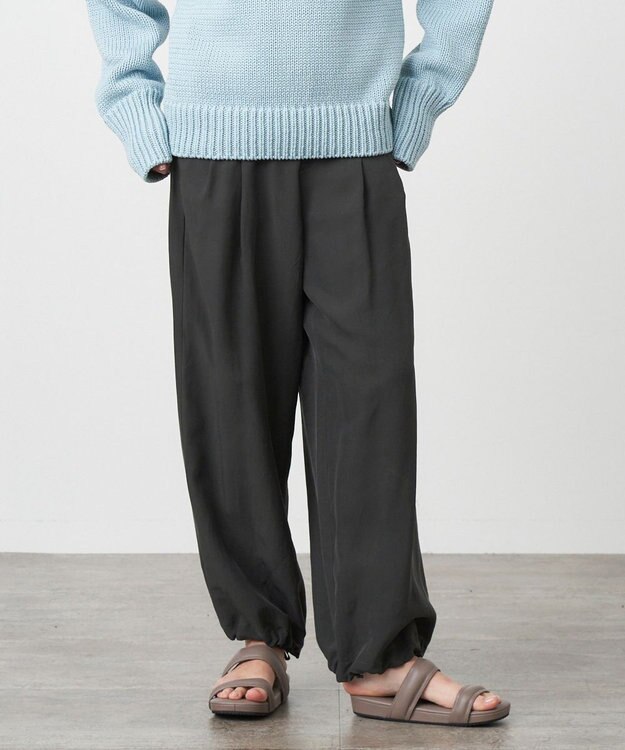 ATON KYOTO TSURIZOME SILK | ワイドイージーパンツ CHARCOAL GRAY