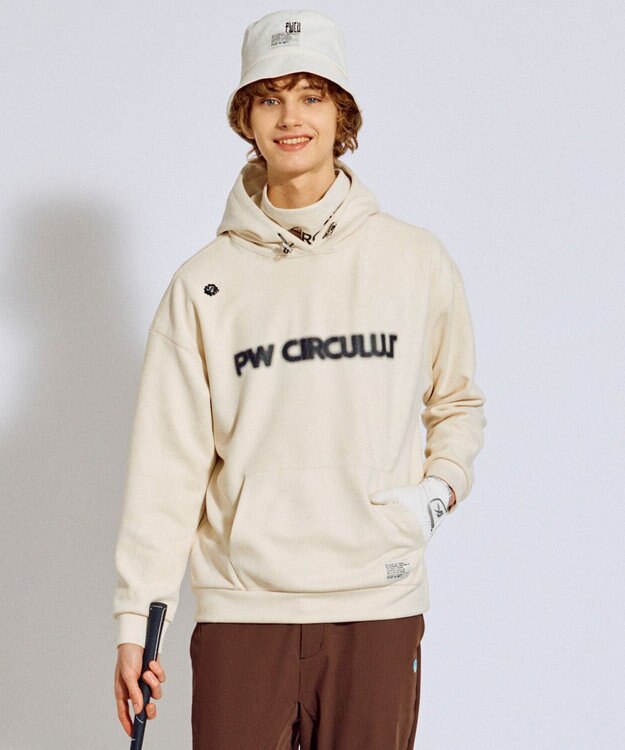 PW CIRCULUS 2025 NEW！【手洗い洗濯可】【MEN】キャットグラフィック スエードライク デタッチャブルフーディ ゴルフ ホワイト系