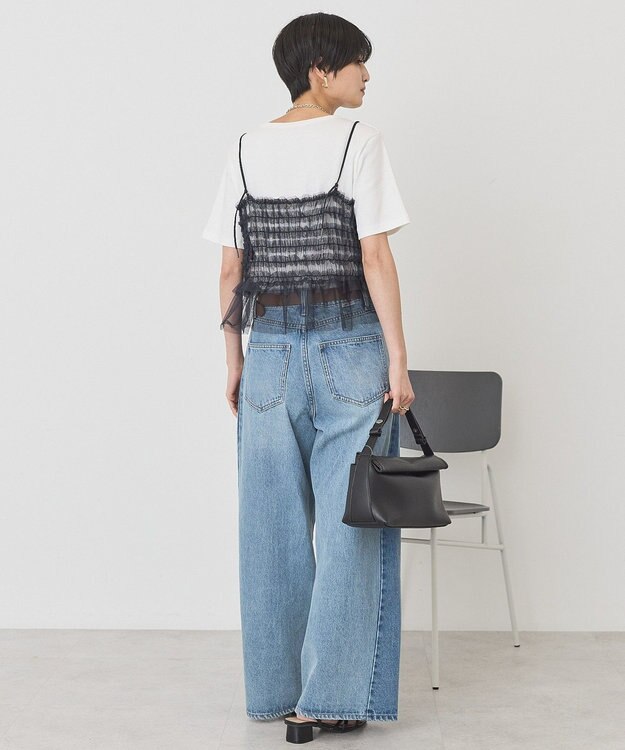 AMERICAN HOLIC 【2点セット】半袖Tシャツ＋チュールビスチェ Off White