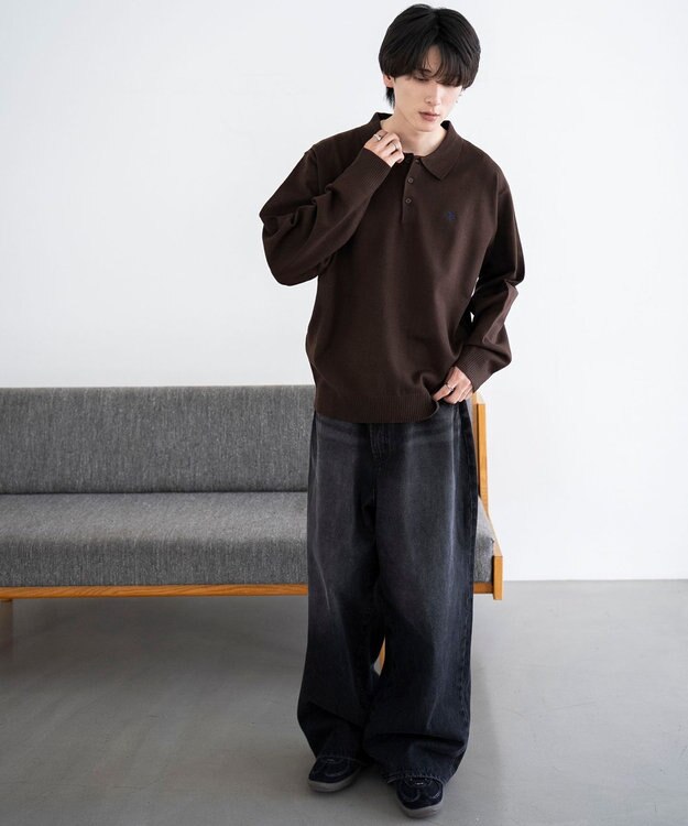 WEGO 【25年秋冬新作/ユニセックス着用ITEM/MLサイズ展開】別注USPOLOニットポロ ブラウン
