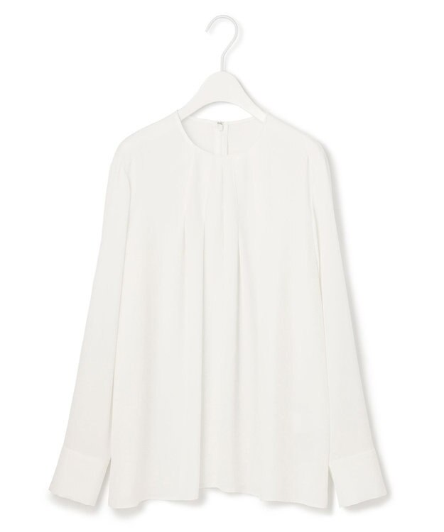 ICB 【UVケア・速乾】Back Satin Amunzen クルーネックブラウス オフホワイト系