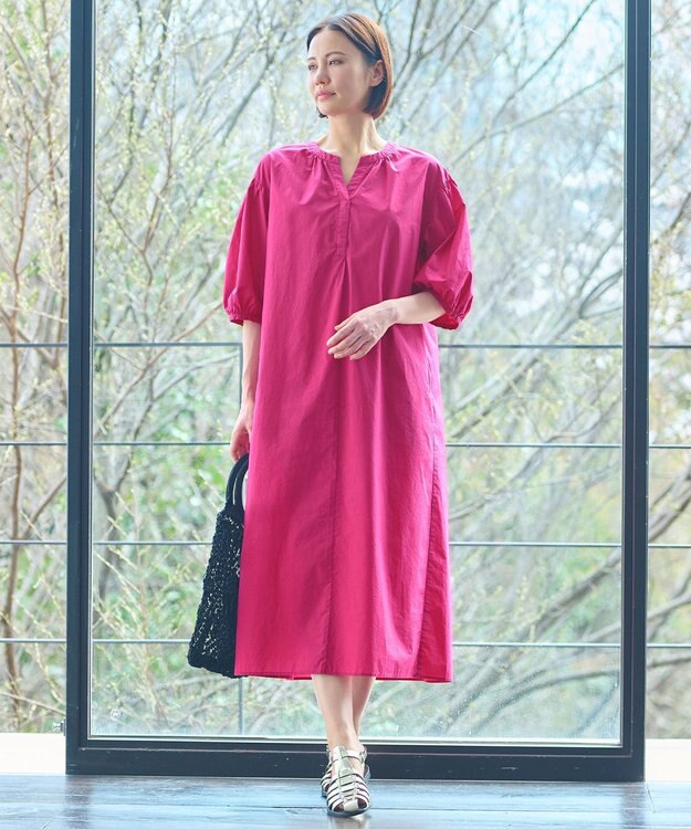 自由区 【洗える・XSサイズあり】タイプライターピースダイ ワンピース ローズ系