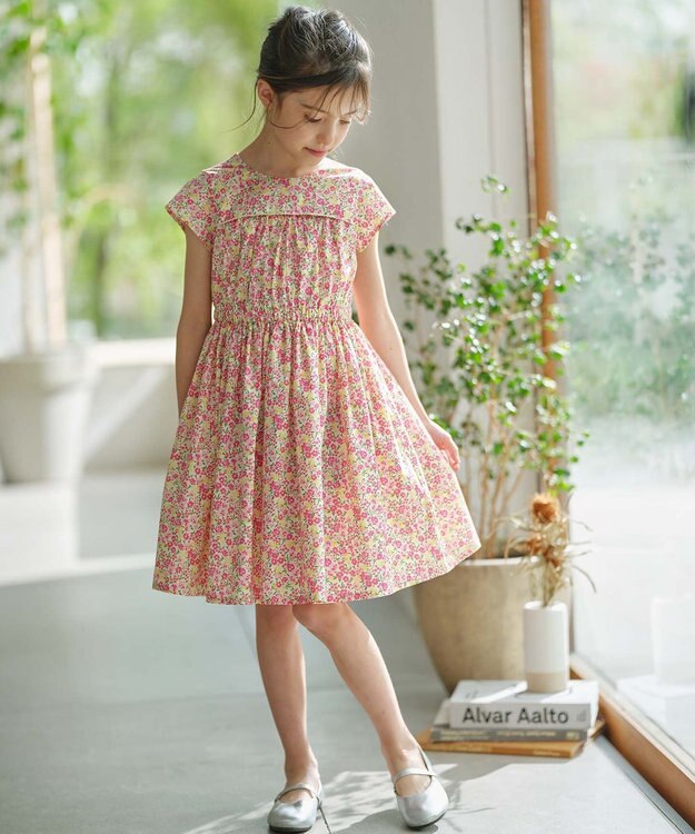 組曲 KIDS 【110-140㎝】リンドウプリント ワンピース ローズ系5