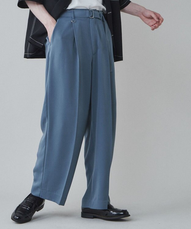 WEGO トロミ　ベルト付きワイドスラックス ブルーその他