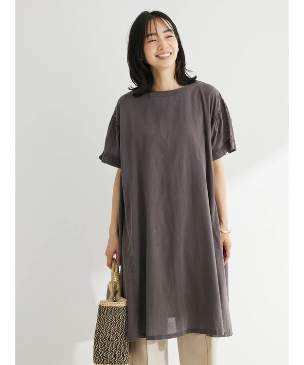 Green Parks Ｉ　ピグメント５分袖チュニック Charcoal Gray