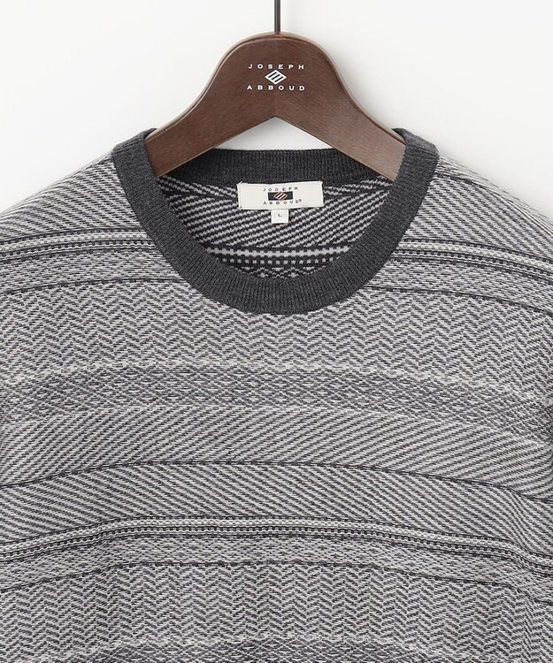 JOSEPH ABBOUD 【ストレッチ/スウェードタッチ/JAPANファブリック】ジャガード柄 プルオーバー ニット ライトグレー系3