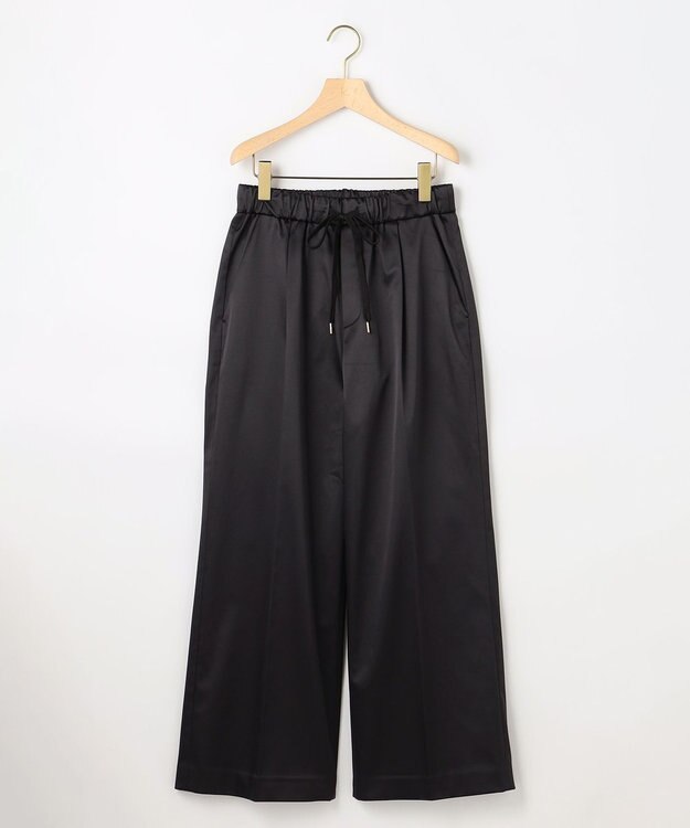 組曲 L バックウォームサテン ドロストワイドパンツ ブラック系