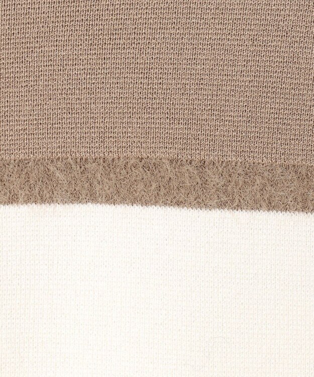 自由区 L 【カタログ掲載・洗える】モールコンビ ニット ダークベージュ×エクリュ